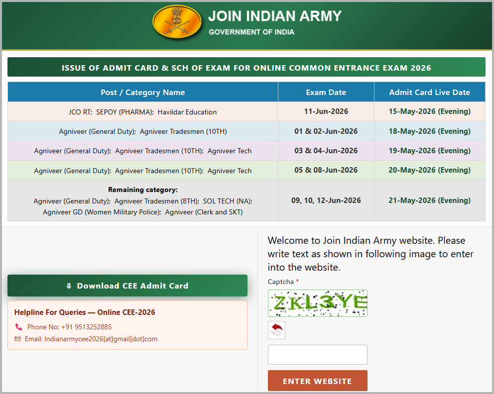 Army Vacancies 2026