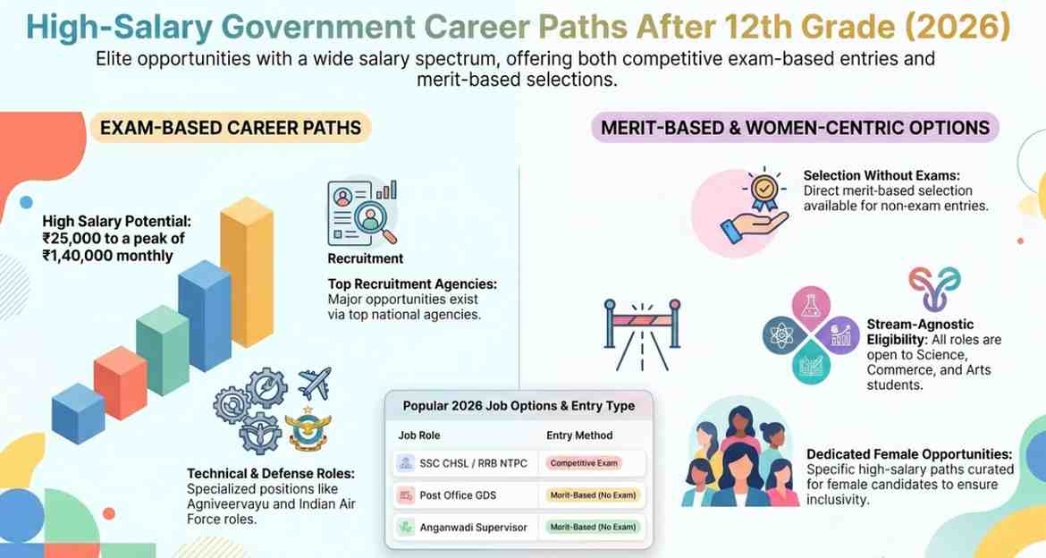 High Salary Government Jobs After 12th for Female 2026