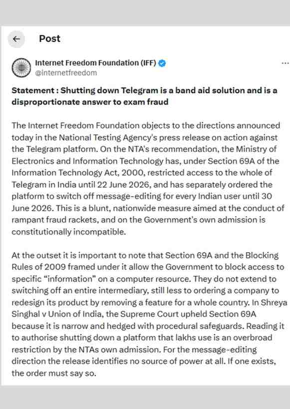 is telegram banned in india